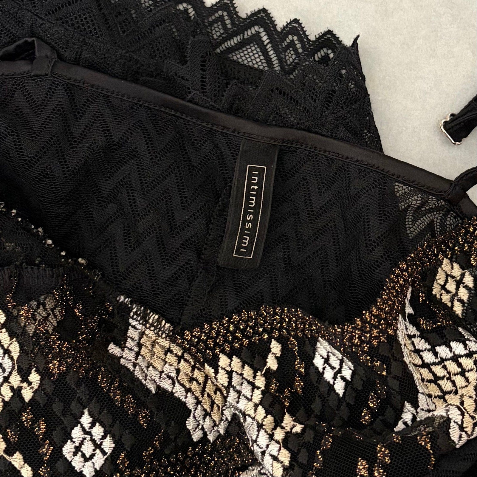INTIMISSIMI Snake Charmer Embroidered Bodysuit Chevron Lace Lingerie Small