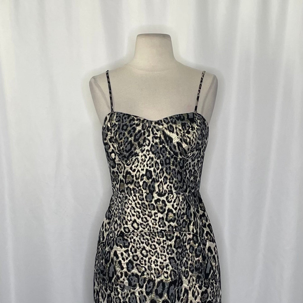 J. CREW Collection Animal Print Sheath Dress Leopard Strappy Bodice Size 4