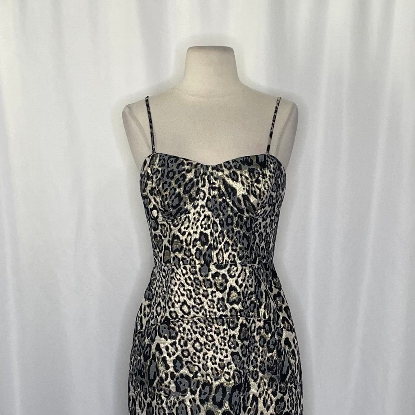 J. CREW Collection Animal Print Sheath Dress Leopard Strappy Bodice Size 4