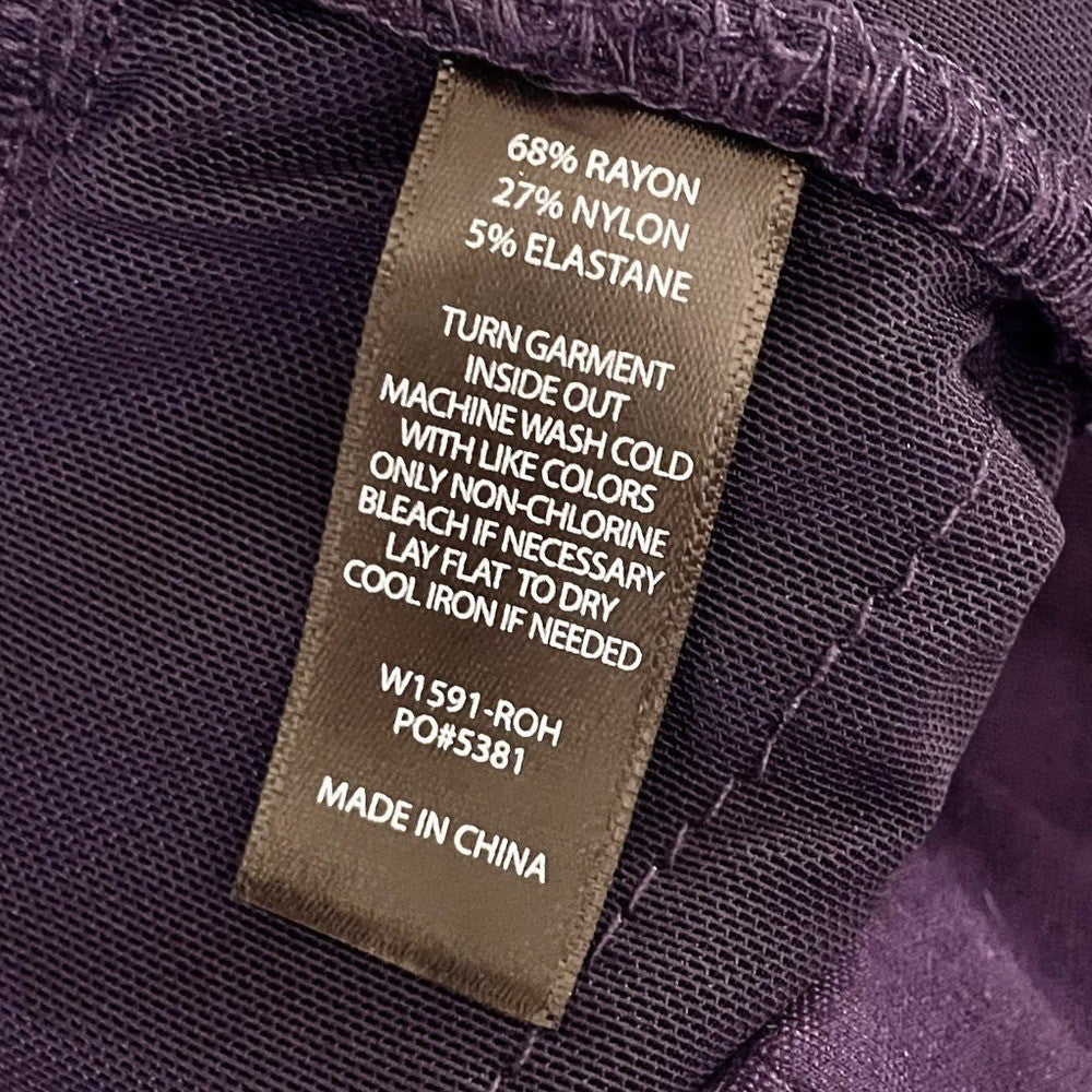 BETABRAND Power Down Skinny Yoga Dress Pants Solid Purple Office Stretch X-Small