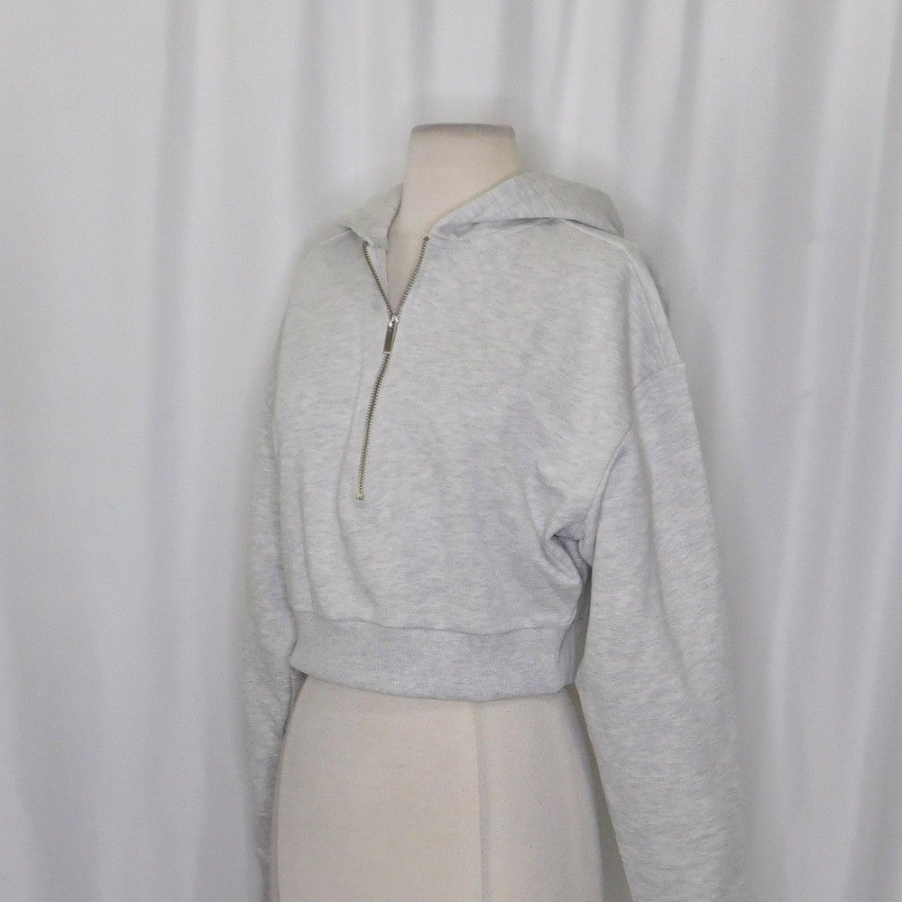 NWT!! WEWOREWHAT Half Zip Hoodie Heathered Gray Sweatshirt Hood Athleisure Small