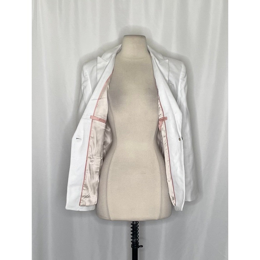 NWT!! J. CREW Alexandra Blazer Stretch Linen Blend Solid White Jacket Size 4