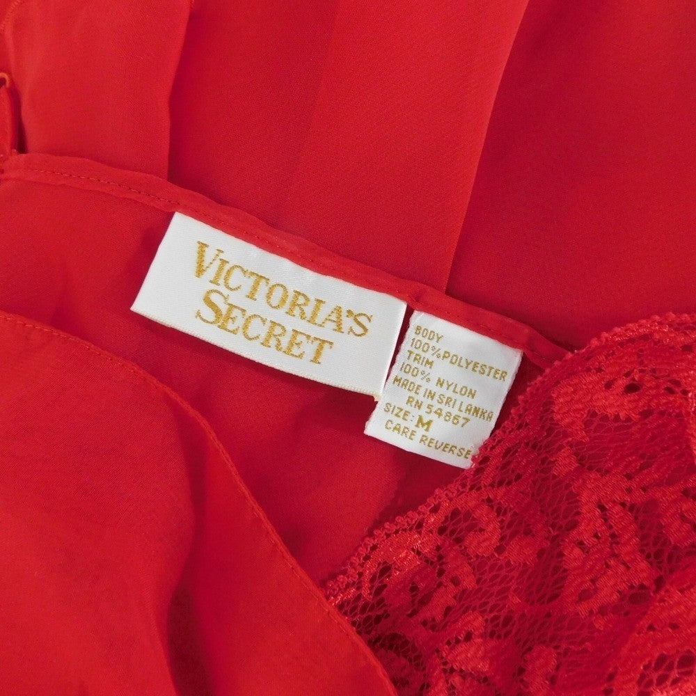 Vintage VICTORIA'S SECRET Gold Label Red Lace Chemise Gown Babydoll Medium