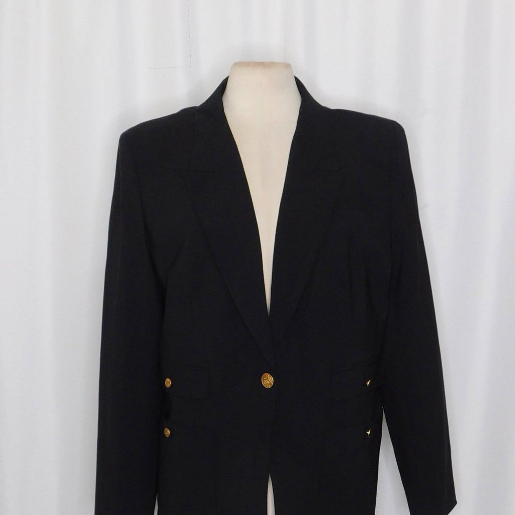NWT!! J. CREW Vivienne Blazer Italian Bi-Stretch Wool Blend Black Preppy Size 16