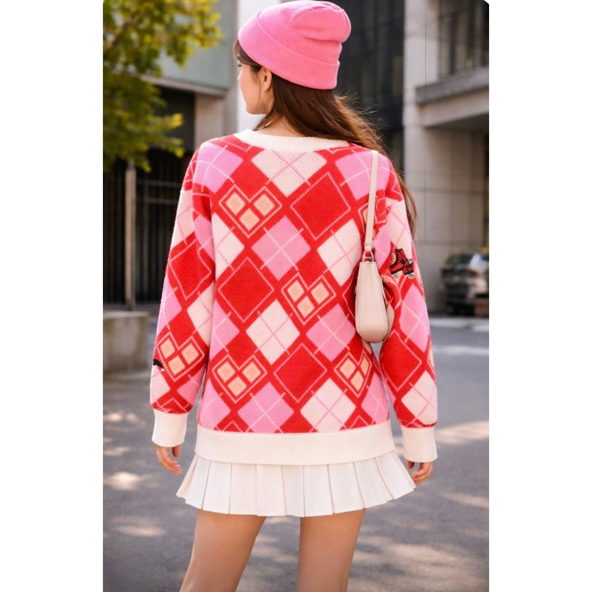HARLEY QUINN Argyle Cardigan Sweater DC Comics Harlequin Batman Joker Small