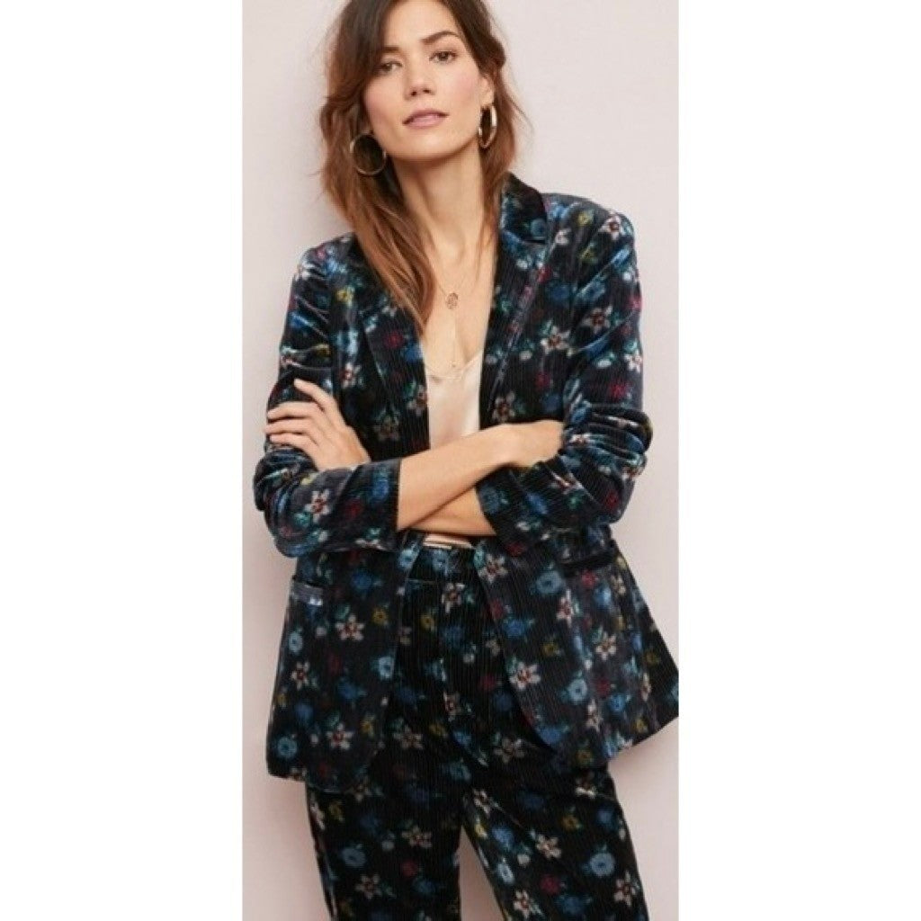 Anthropologie ETT:TWA Blooming Floral Corduroy Blazer Jacket Academia Size 2