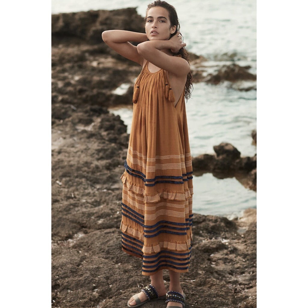 NWT!! Anthropologie COREY LYNN CALTER Serena Trapeze Dress Tiered Maxi Large