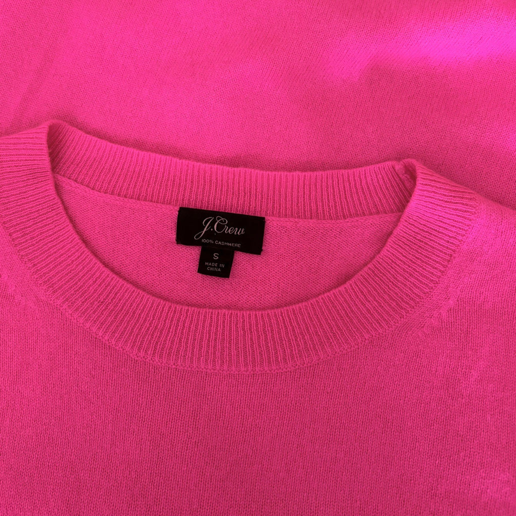 J. CREW Cashmere Slim Fit Crewneck Sweater Solid Neon Fuchsia Pink Knit Small