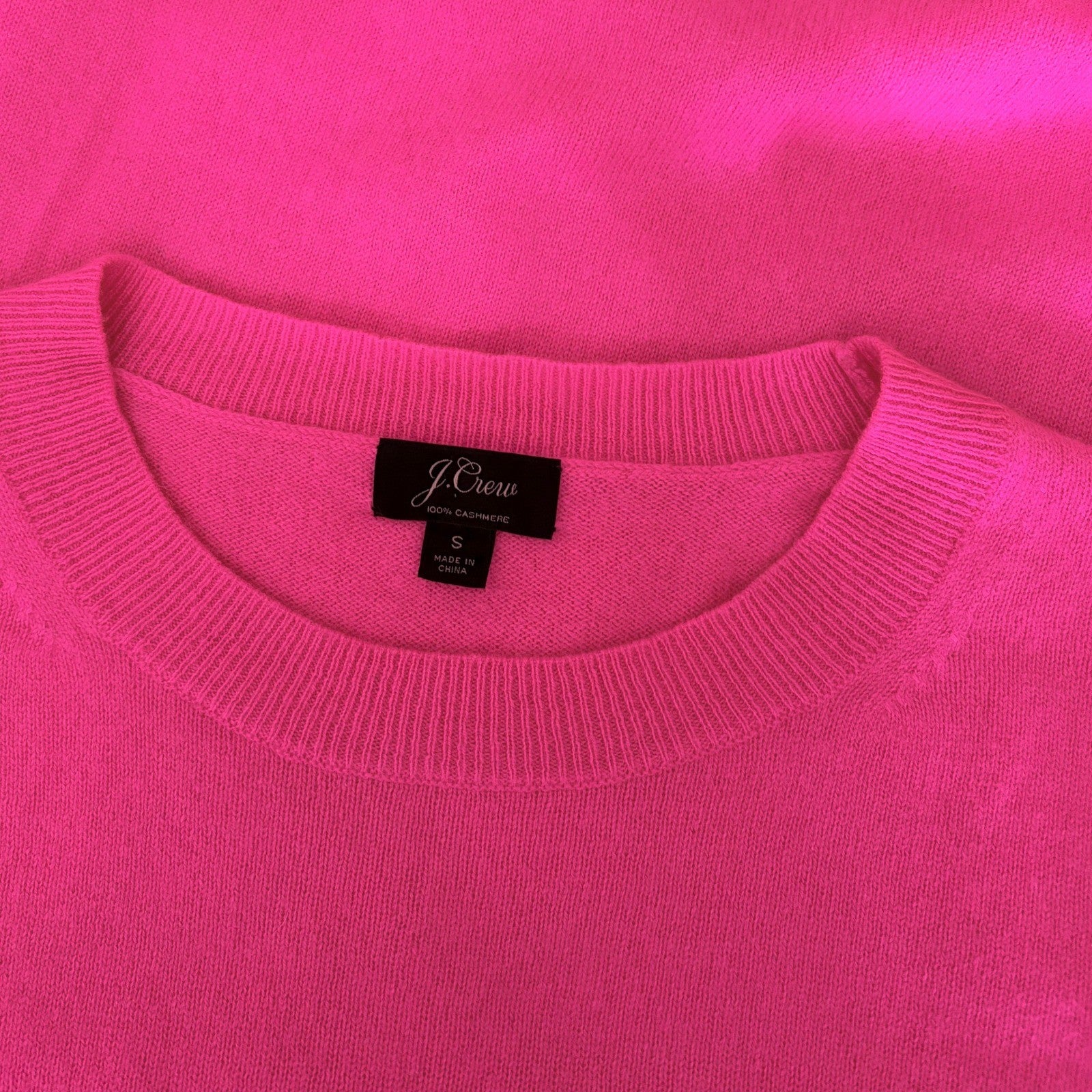 J. CREW Cashmere Slim Fit Crewneck Sweater Solid Neon Fuchsia Pink Knit Small