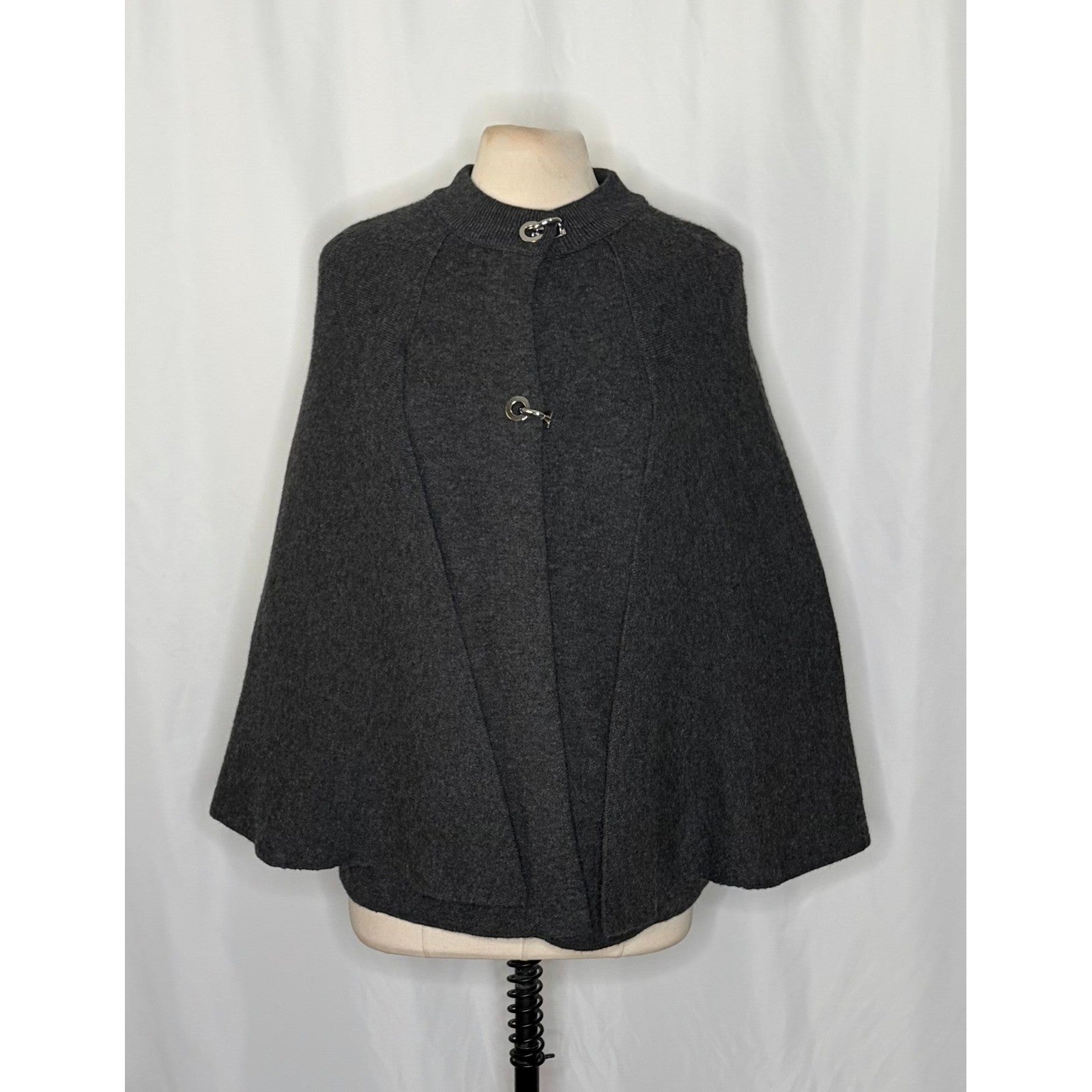 ZARA Charcoal Grey Wool Blend Cape Sweater Knitwear Knit Minimalist Medium