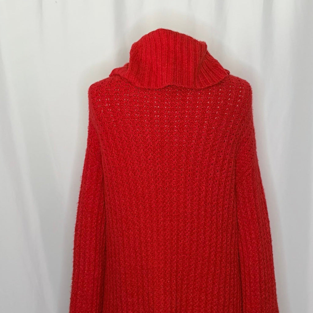 Anthropologie MAEVE Cowl Neck Pullover Sweater Knit Solid Red Turtleneck Small