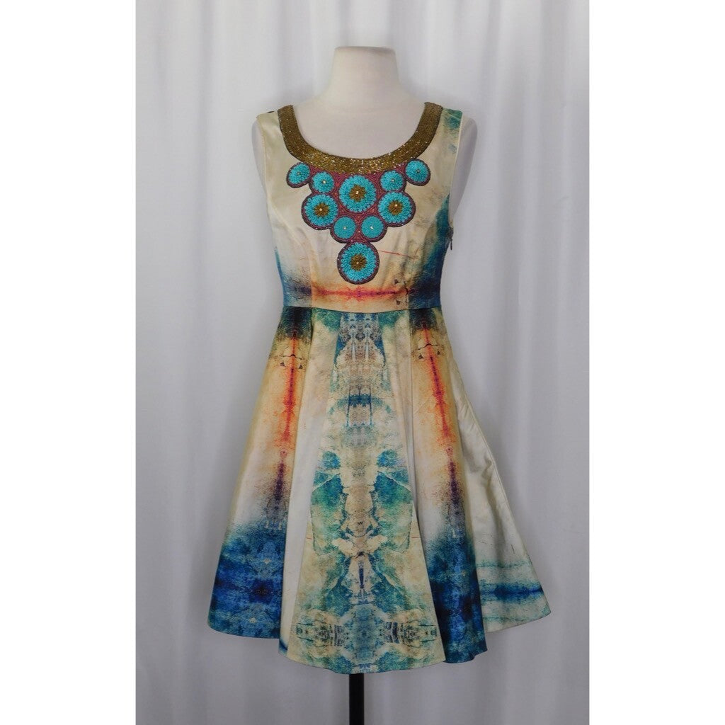 Anthropologie BHANUNI BY JYOTI Villette Dress Fit N' Flare Beaded Embellished 2
