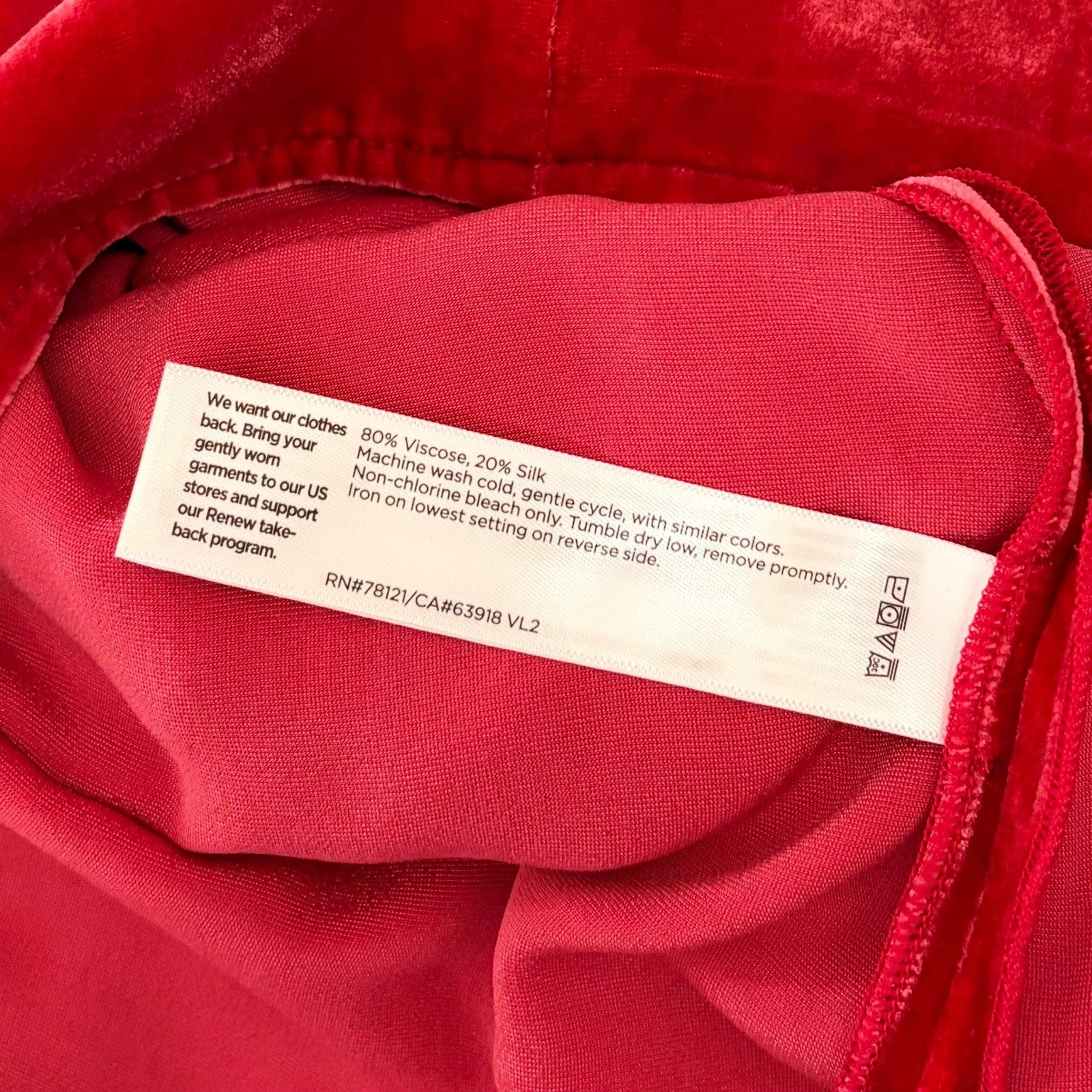 NWT!! EILEEN FISHER Red Scarlet Velvet Silk V Neck Midi Dress A-Line Preppy XXS