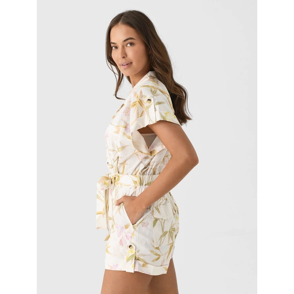 VANESSA BRUNO Eya Playsuit Floral Belted Cargo Pockets Vacation Size 38 / US 6