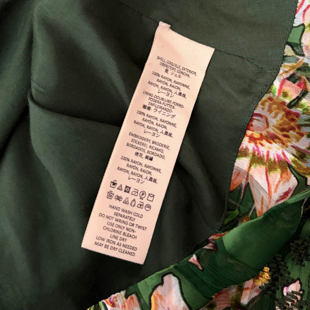 New Romantics FREE PEOPLE Midnight Blooms Dress Green Floral Embroidered Small