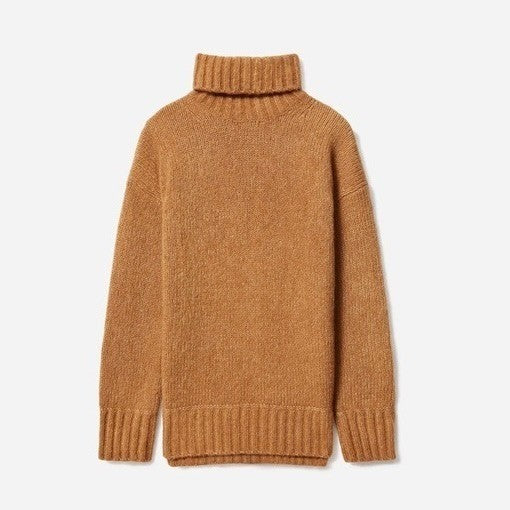 EVERLANE The Cloud Turtleneck Sweater Wool Alpaca Heathered Chai Small