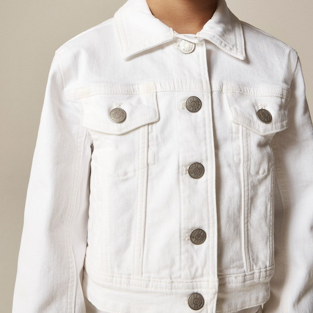 NWT!! Girl's J. CREW Crewcuts Cropped Denim Trucker Jacket White Denim XXS 2-3