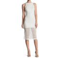 DRESS THE POPULATION Alina Sequin Crochet Lace Midi Dress Bridal White Small