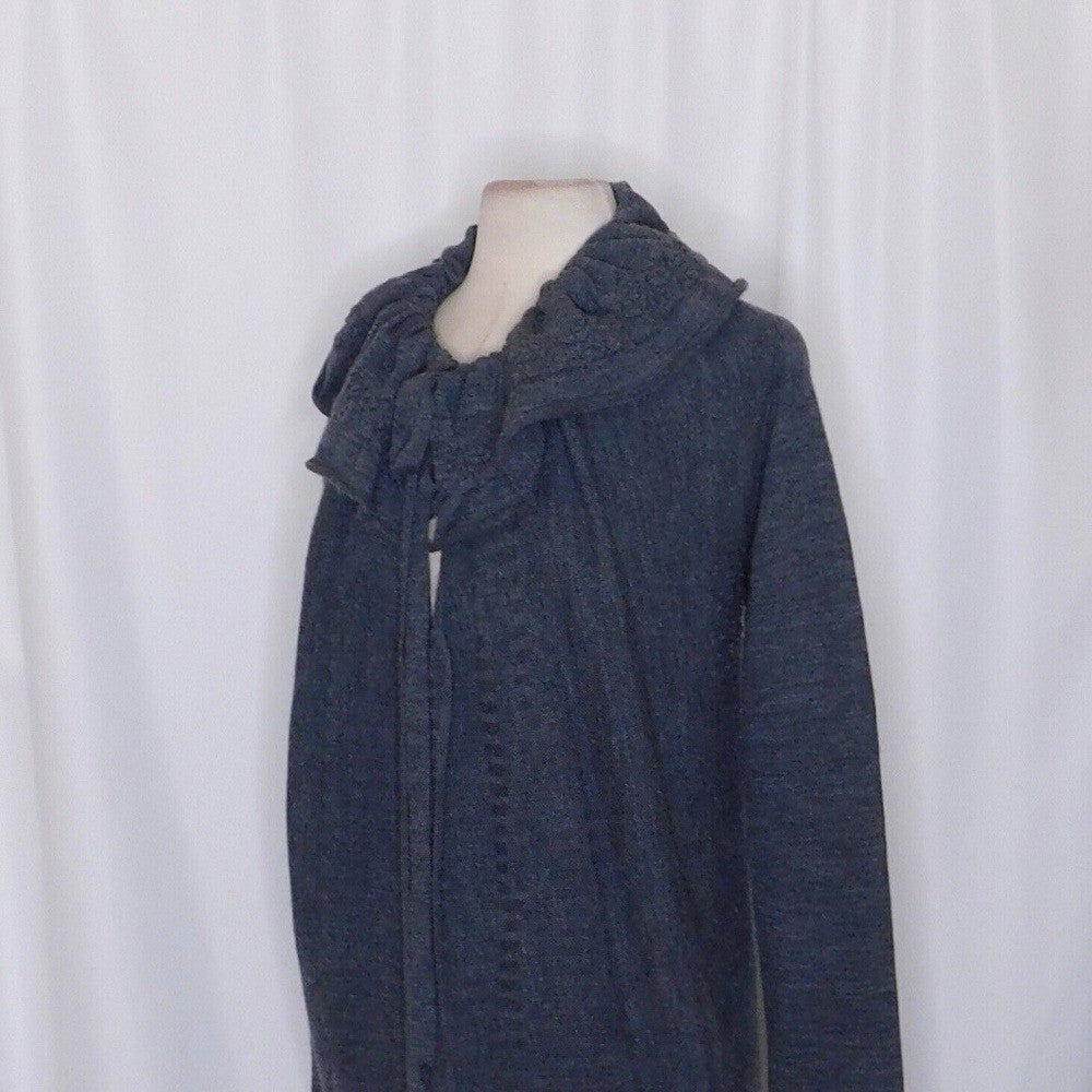 Anthropologie MOTH Gray Wool Ha'penny Cardigan Ruffled Cinched Tie Neck Medium