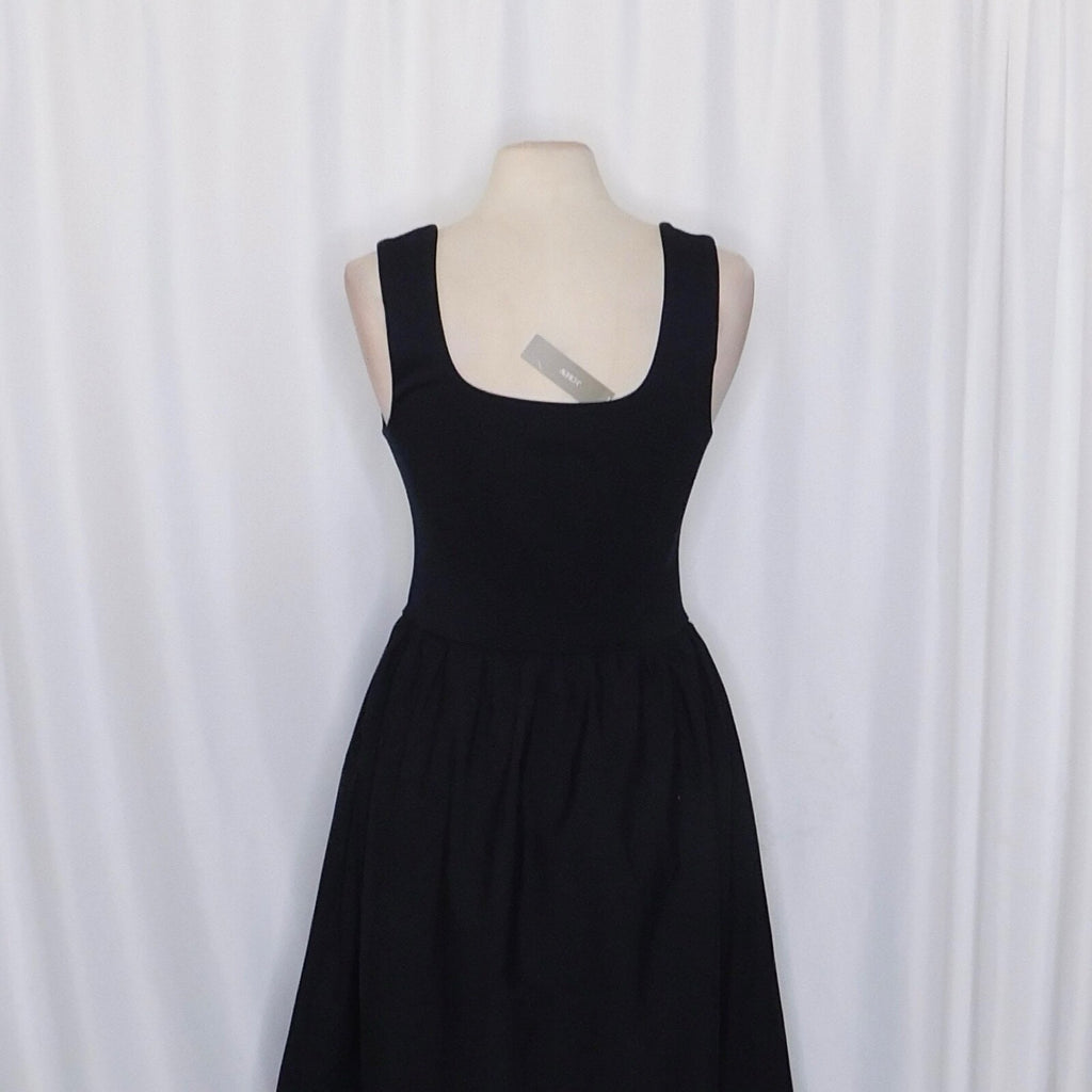 NWT!! J. CREW Black Drop-Waist Mixy Dress Tank Midi Dropwaist XST X-Small Tall
