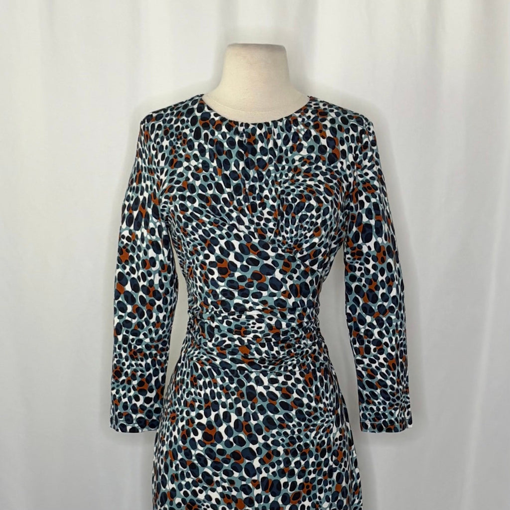 NWT!! HOBBS London Jemma Jersey Dress Green Multi Animal Print Knit US Size 6