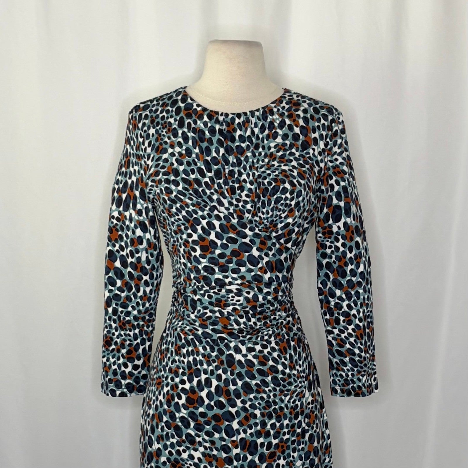 NWT!! HOBBS London Jemma Jersey Dress Green Multi Animal Print Knit US Size 6