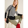 ANTHROPOLOGIE Rebekah Sweater Black White Stripe Tunic Pullover Knitwear Medium