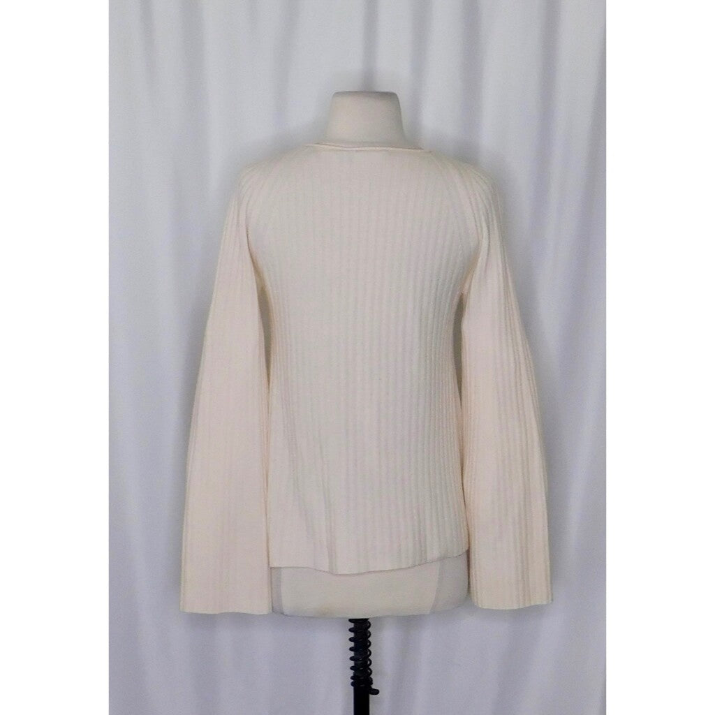 VINCE Cashmere Ribbed Cutout Slit Shoulder Pullover Flare Sleeves Knitwear Small