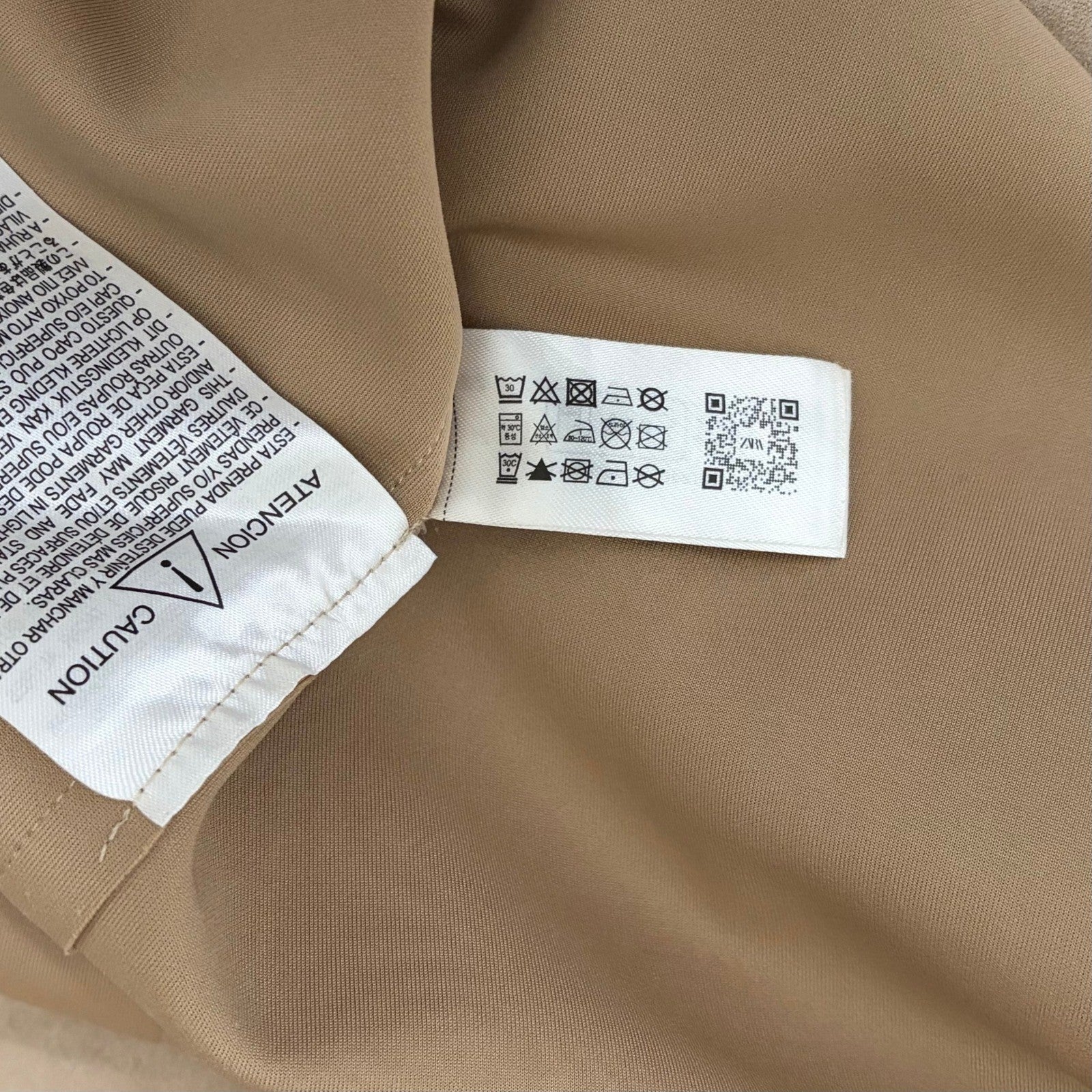 ZARA Faux Suede Trench Coat Belted Jacket Solid Tan Brown Pockets Outdoors Large