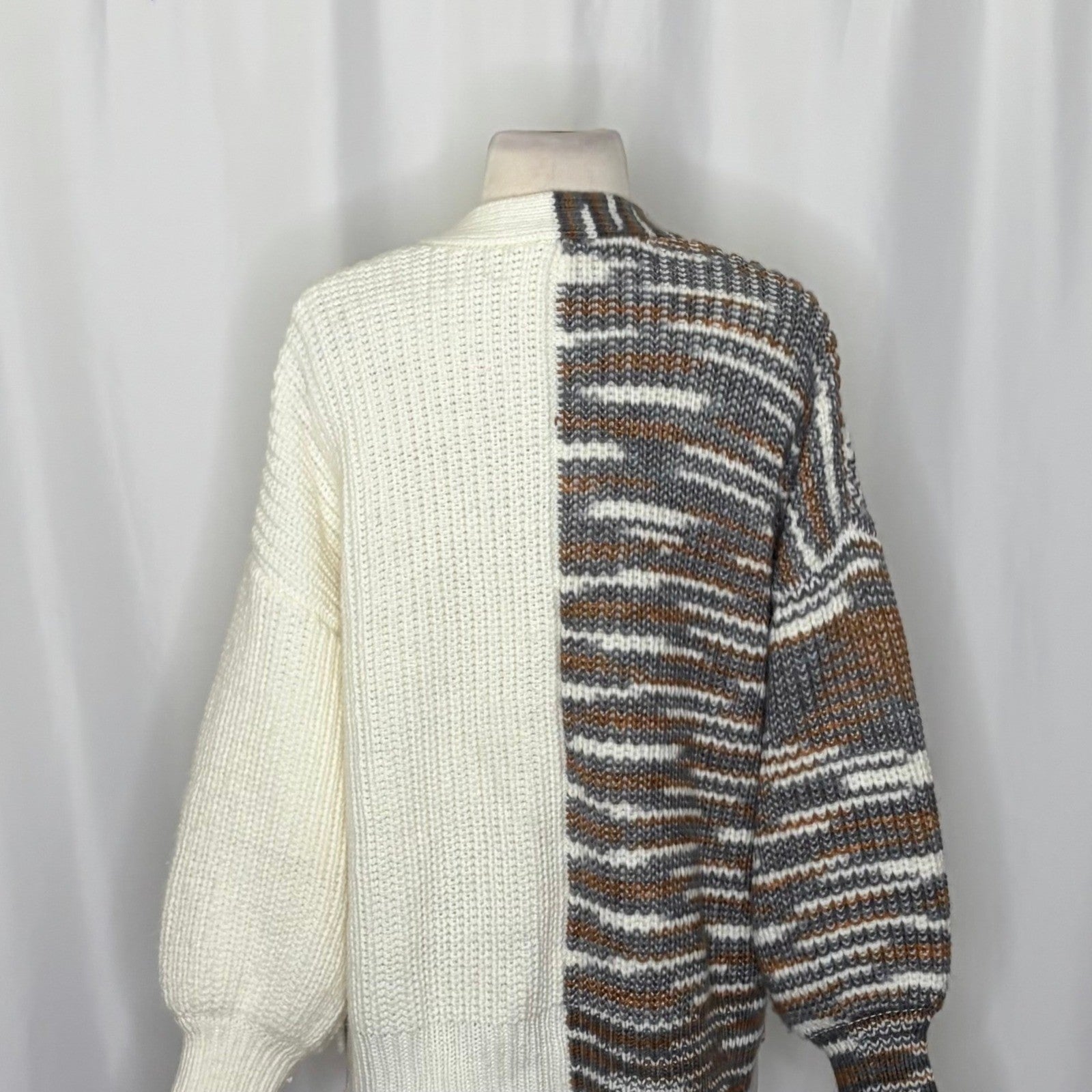 CINQ A SEPT Anabella Chunky Knit Cardigan Sweater Colorblock Space Dye Small