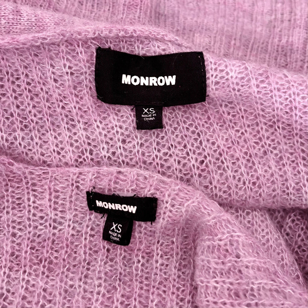 Revolve MONROW Two Piece Twinset Cardigan Tank Sweater Wool Mohair Purple XS