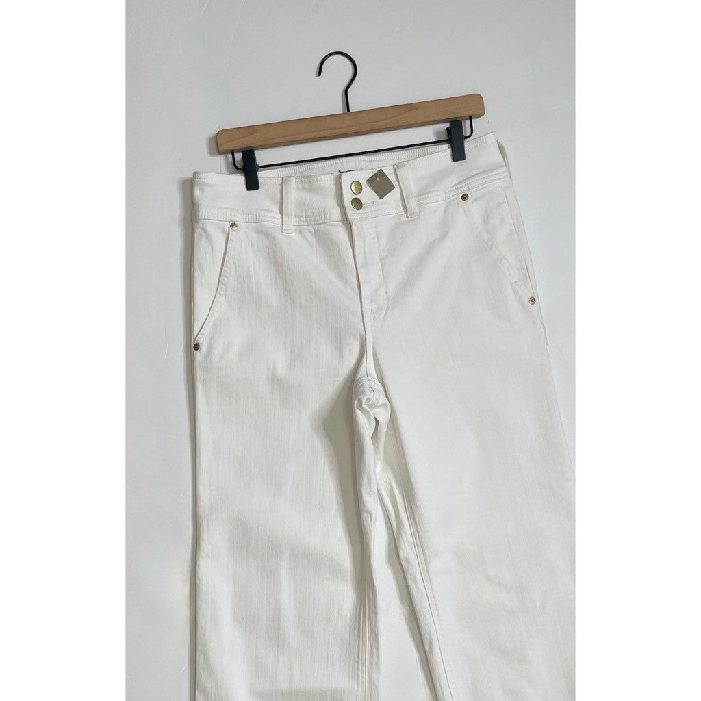 NWT!! J. CREW Slim Wide Jeans Stacked Buttons Solid White Size 29 Petite 29P