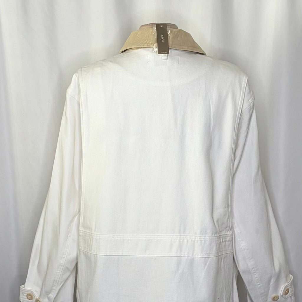 NWT!! J. CREW Barn Jacket Canvas Ivory Corduroy Collar Pockets Outdoors X-Large