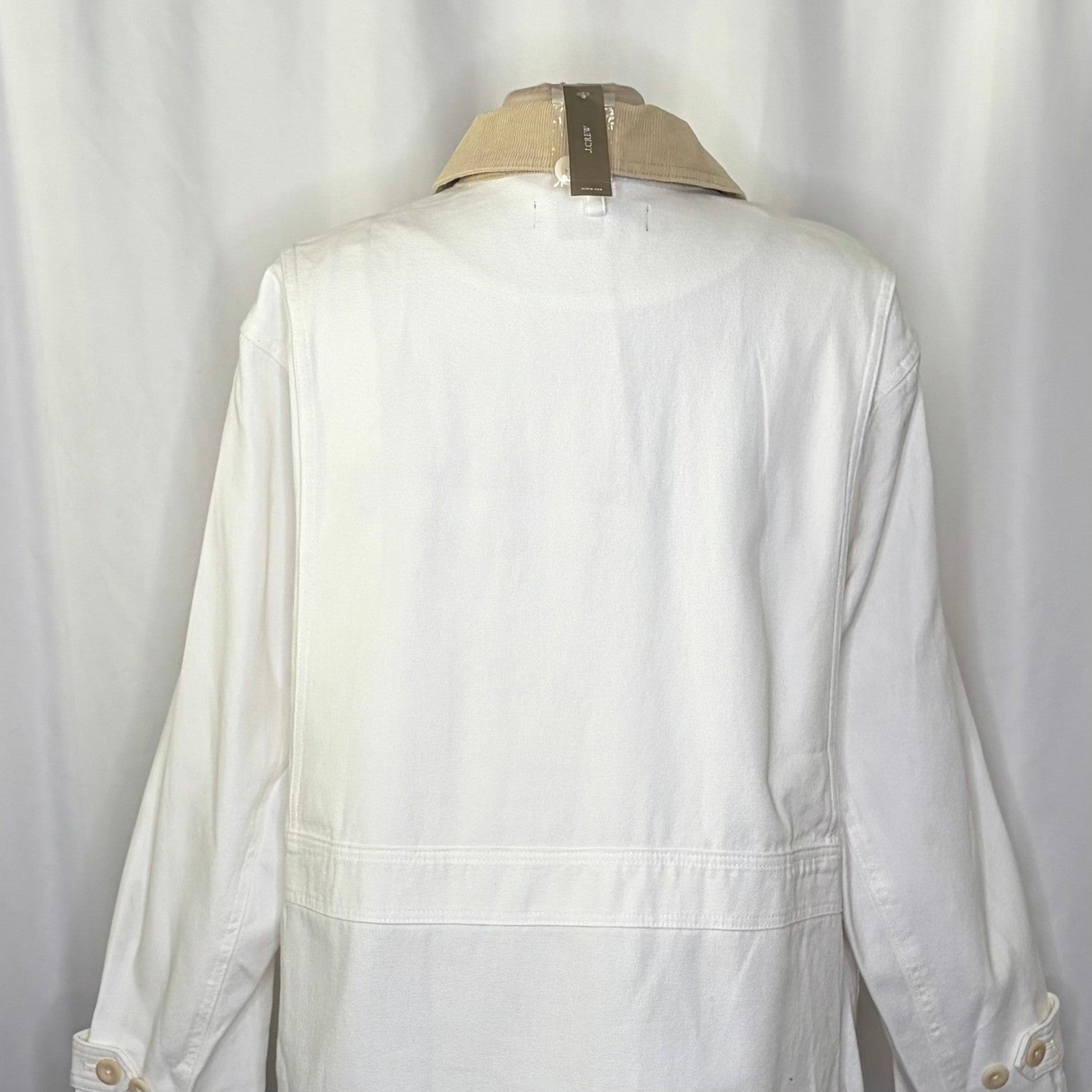 NWT!! J. CREW Barn Jacket Canvas Ivory Corduroy Collar Pockets Outdoors X-Large