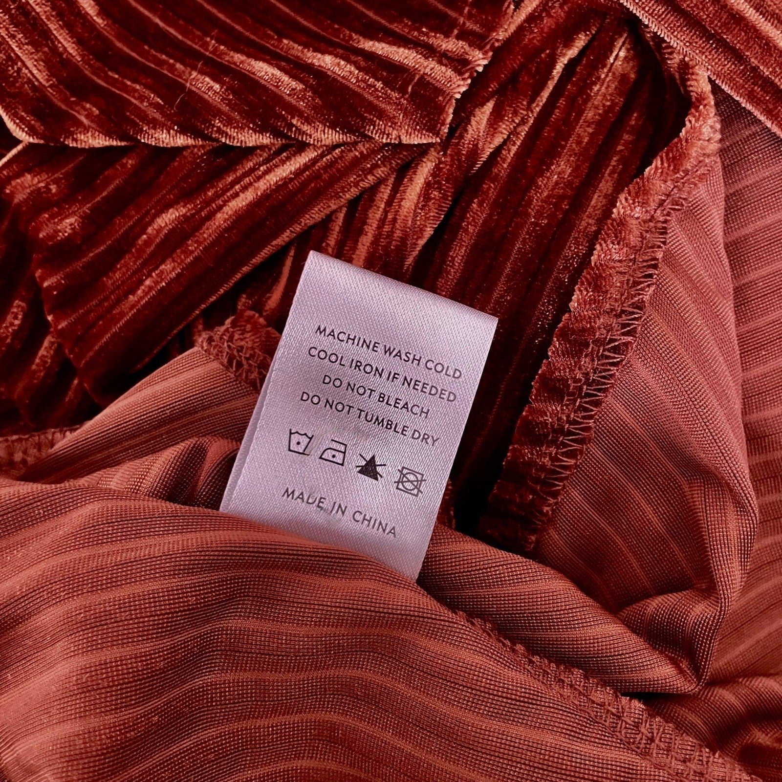 BALTIC BORN Andi Velvet High Low Maxi Dress Ribbed Party Holiday Copper Rust XS