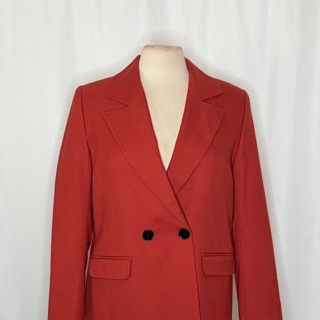 ANINE BING Becky Blazer Rust Double Breasted Pockets Boxy Business Solid Small