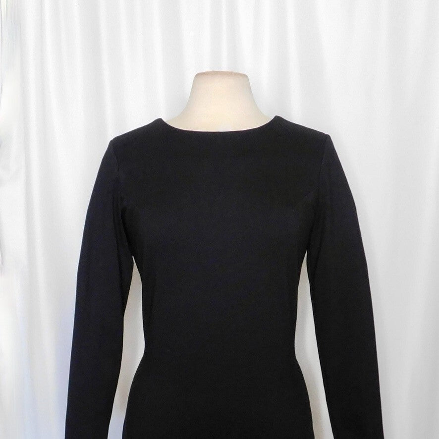 AMANDA UPRICHARD Black Open Back Bow Ponte Knit Dress Sheath Classic Large
