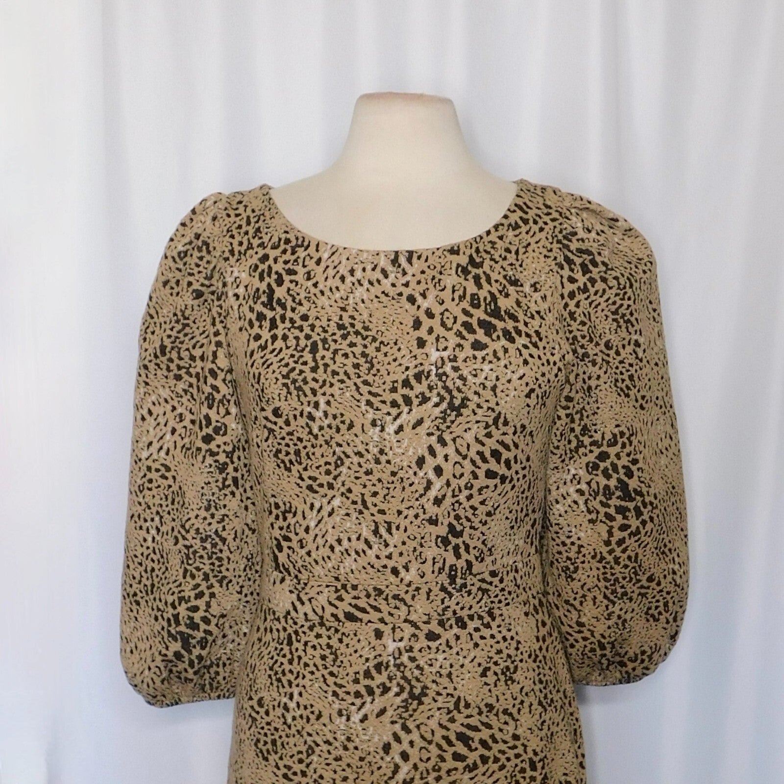 Anthropologie MAEVE Knit Cut-Out Mini Dress Leopard Animal Print Size Party 12