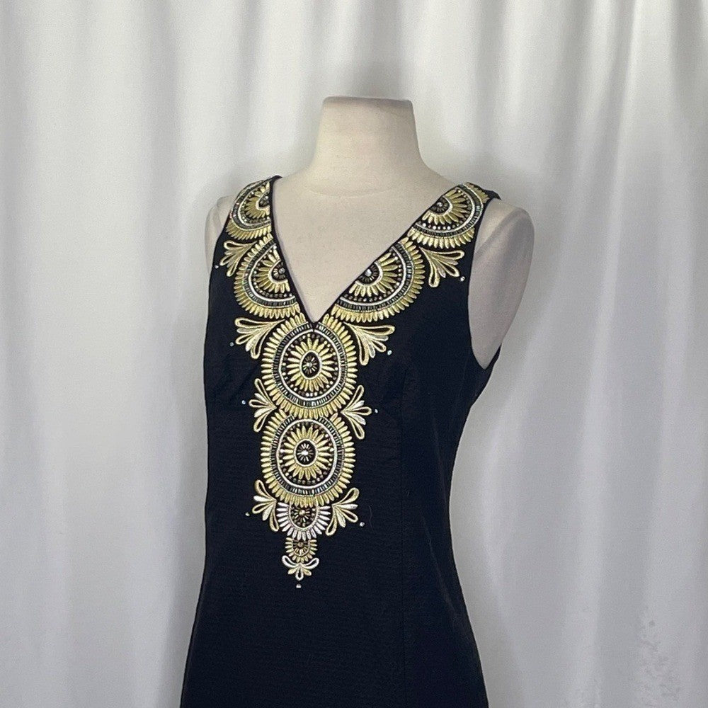 NWT!! LILLY PULITZER Gabby Shift Dress Black Embellished Embroidered Beaded 4