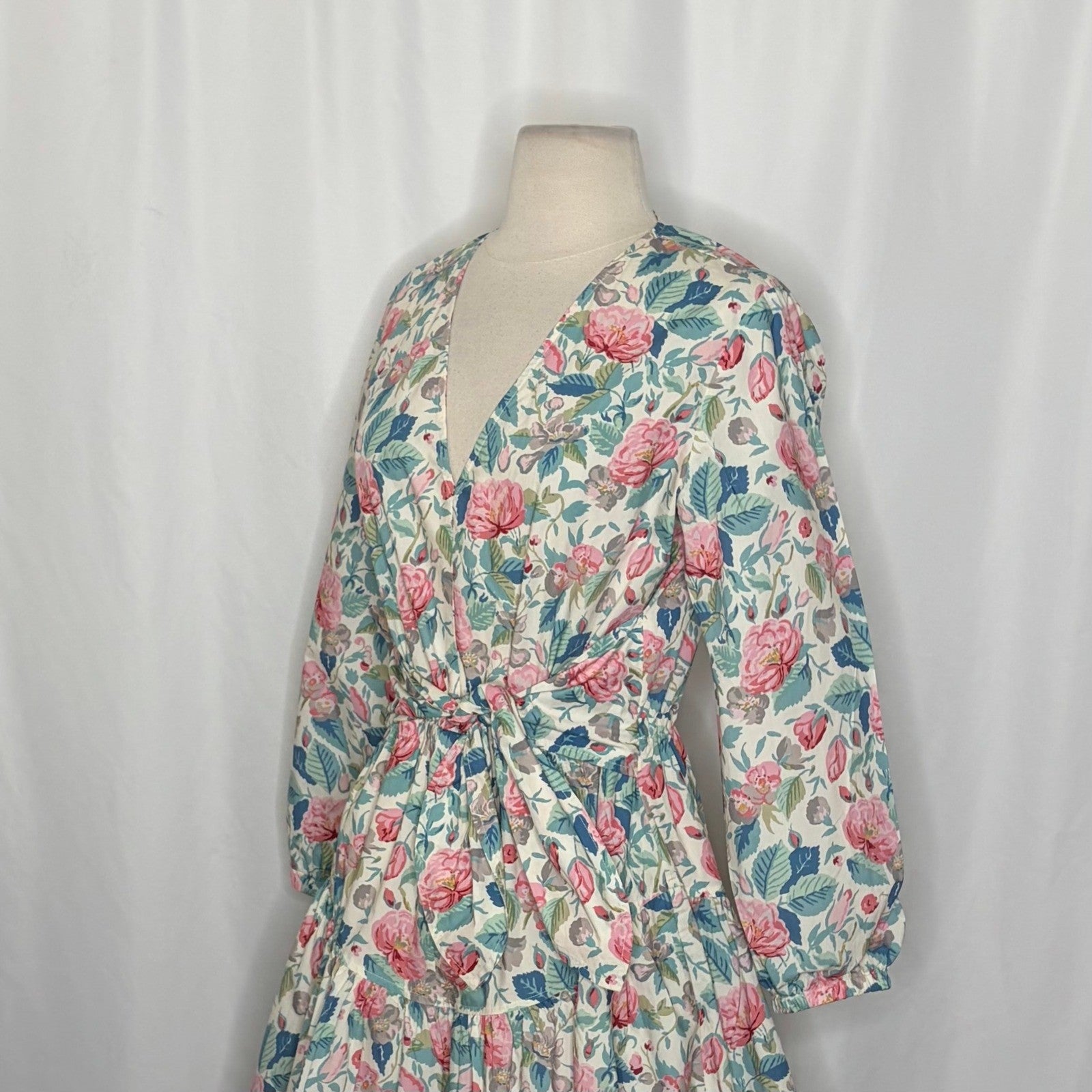 La Vie REBECCA TAYLOR Paint Garden Floral Dress Tie Waist Mini Spring Medium