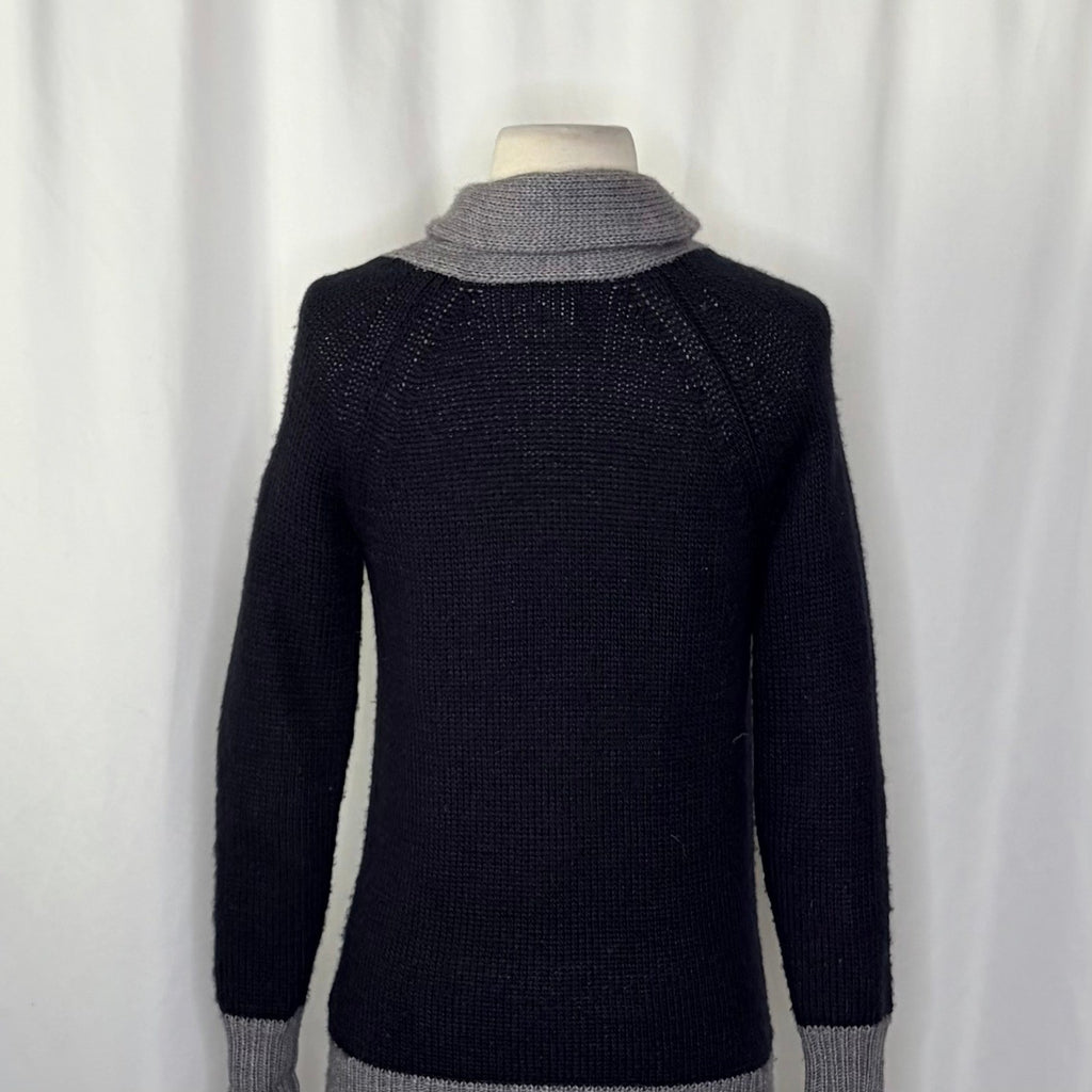J. CREW Shawl Collar Boyfriend Cardigan Sweater Wool Mohair Navy Blue Gray XS