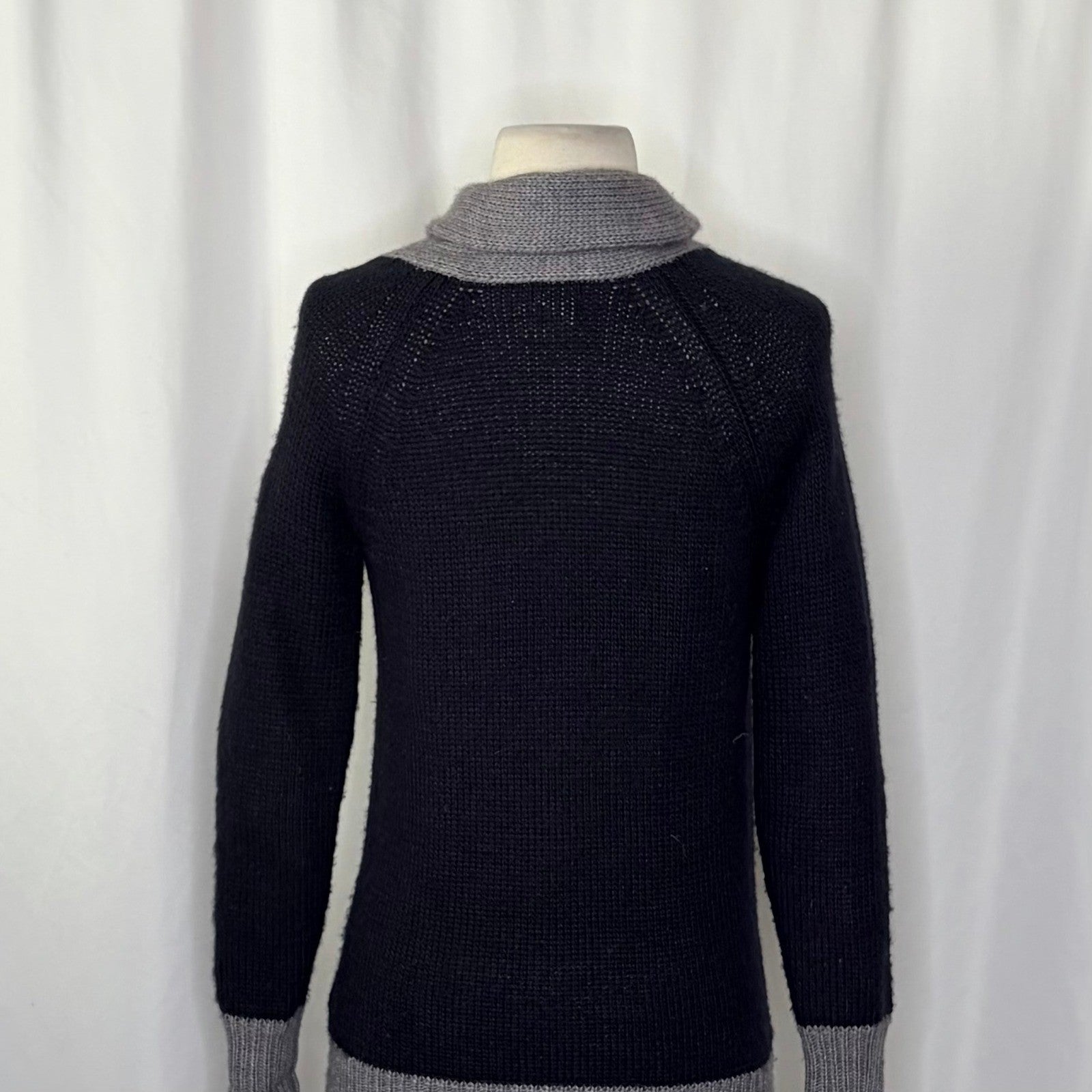 J. CREW Shawl Collar Boyfriend Cardigan Sweater Wool Mohair Navy Blue Gray XS