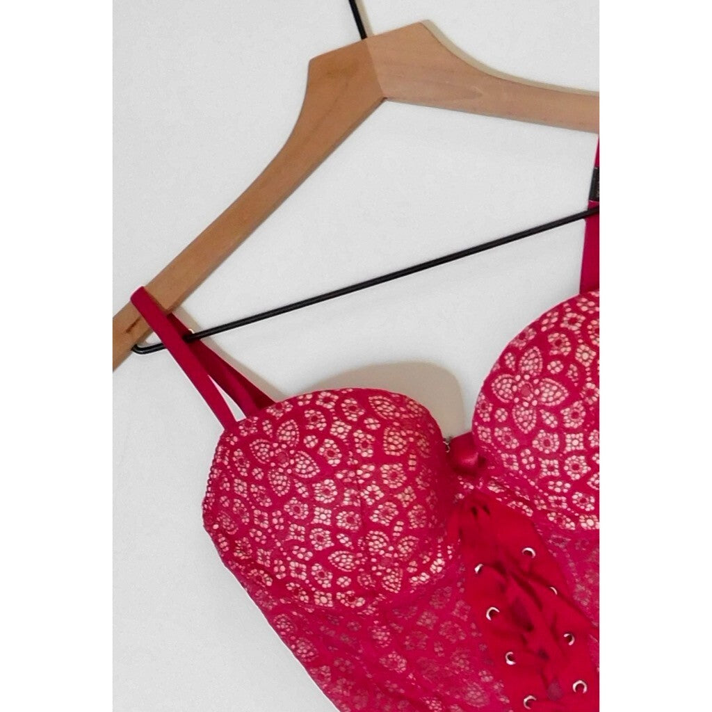 NWT!! VICTORIA'S SECRET Padded Demi-Buste Cousinne Longline Lace Bra 32D
