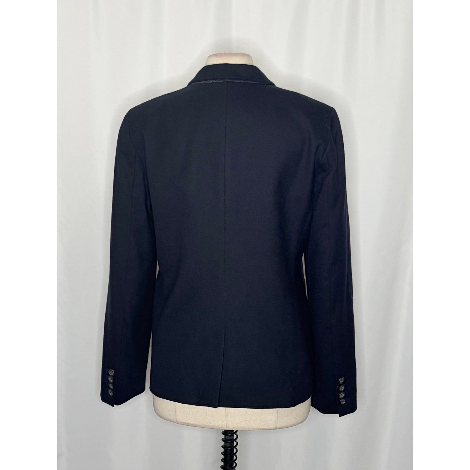 J. CREW Regent Blazer Navy Blue Wool Flannel Striped Lining Single Button 12