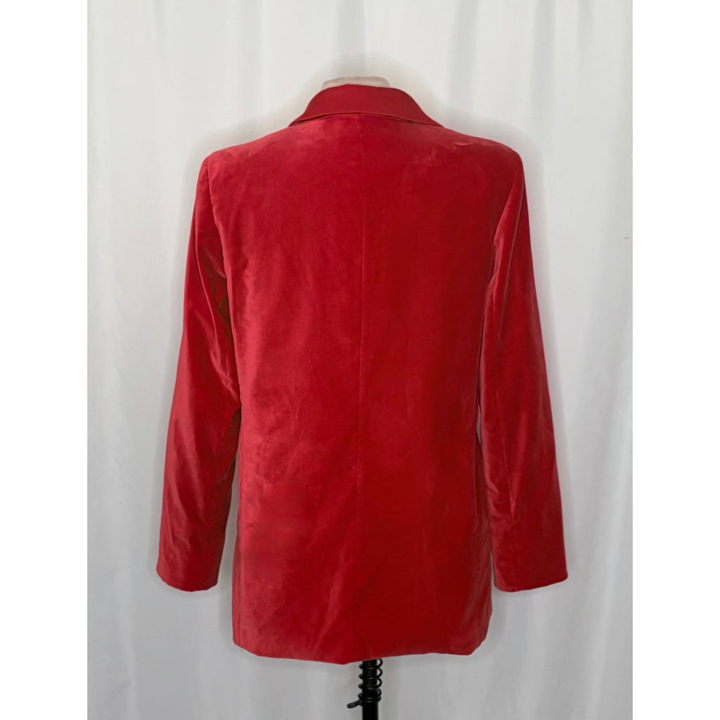ALICE + OLIVIA Justin Velvet One Button Blazer Perfect Ruby Red Solid Satin 8