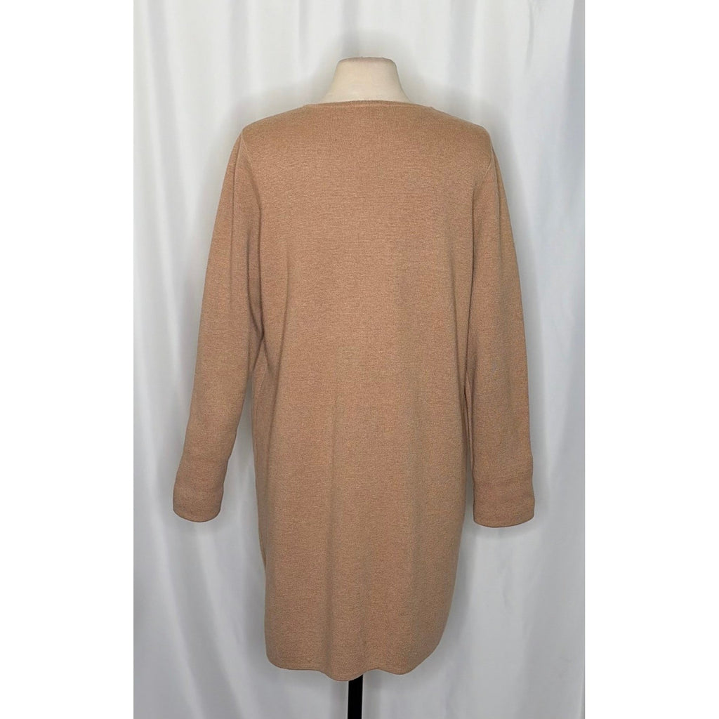 J. CREW Juliette Collarless Sweater Blazer Solid Tan Brown Longline Knit Small