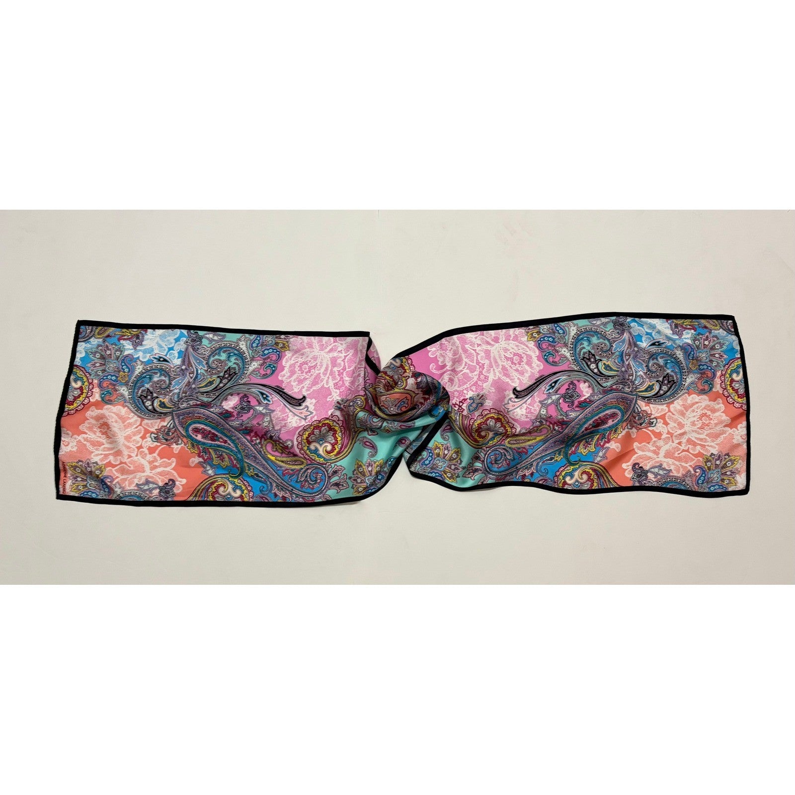 Vintage ADRIENNE LANDAU Silky Paisley Rectangular Scarf Colorful Accessory