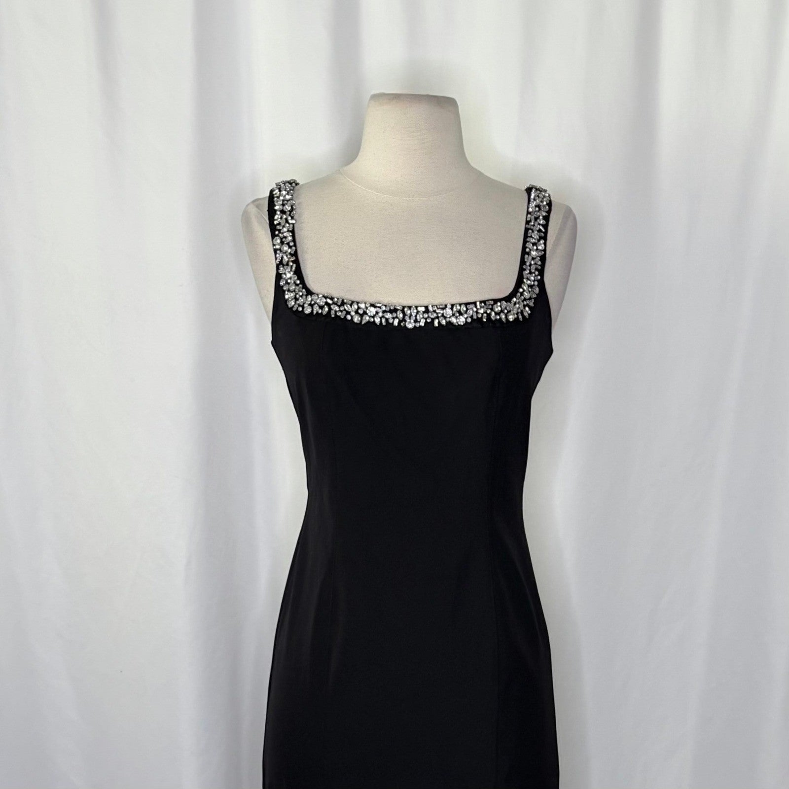 CAMILA COELHO Black Embellished Midi Sheath Dress Glam Solid Party Cocktails XS