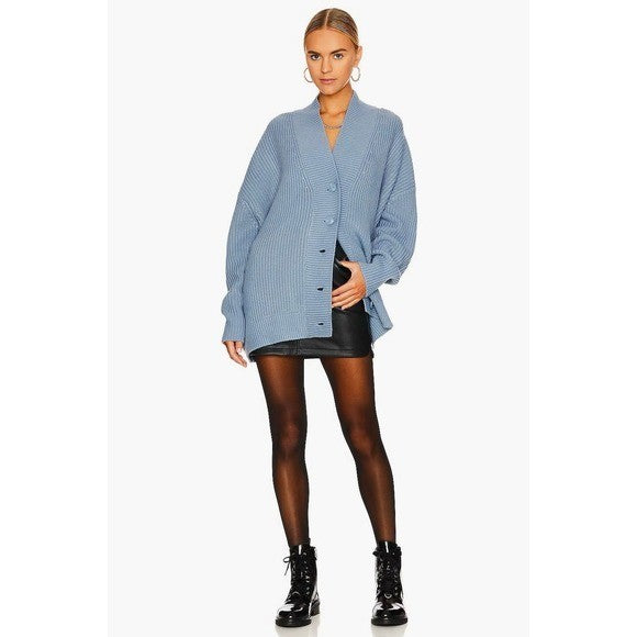 Revolve WEWOREWHAT Oversized Cardigan Sweater Chunky Knit Storm One Size