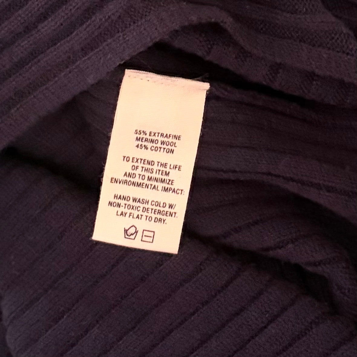 ALEX MILL Ribbed Tunic Sweater Dark Navy Blue Pullover Merino Wool Knit Small
